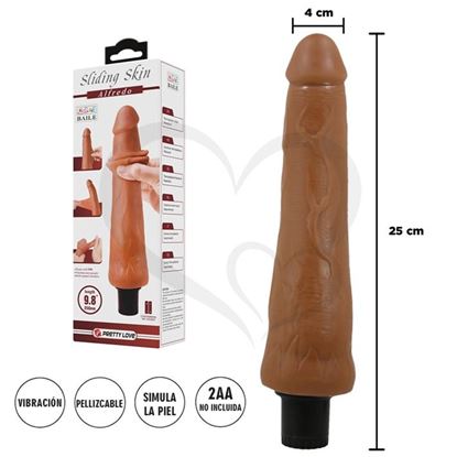 Vibrador color piel deslizante realista, vibraciones de varias velocidades y material TPR